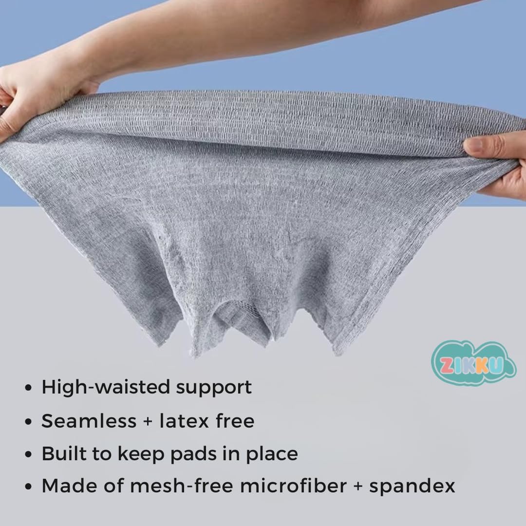 ZIKKU Pack of 4 Disposable Postpartum Maternity Panties Grey | Soft Non-Woven Breathable Fabric Post Delivery Underwear | Stretchable Maternity Care Panties for Women