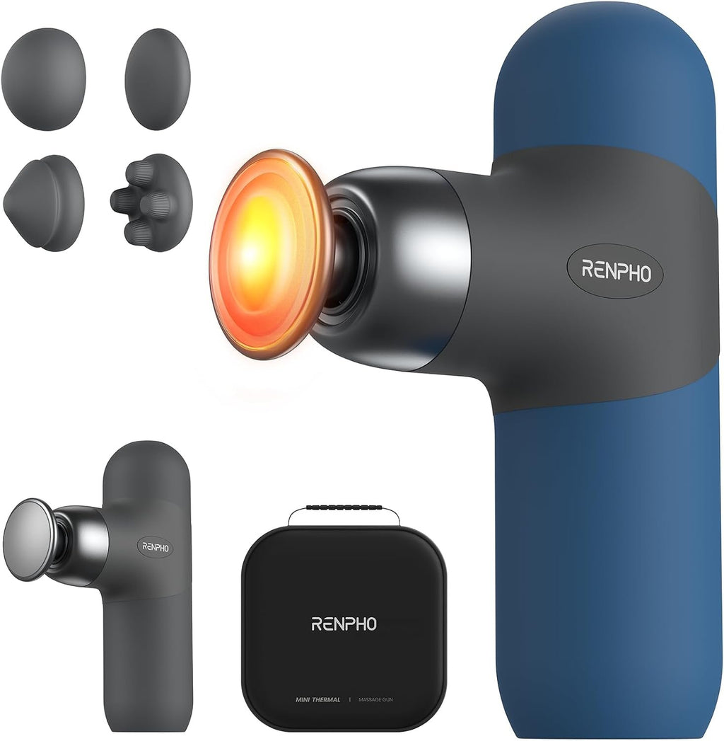 RENPHO Mini Thermal Massage Gun with Heat, Color Silicone Casing, 4 Speeds