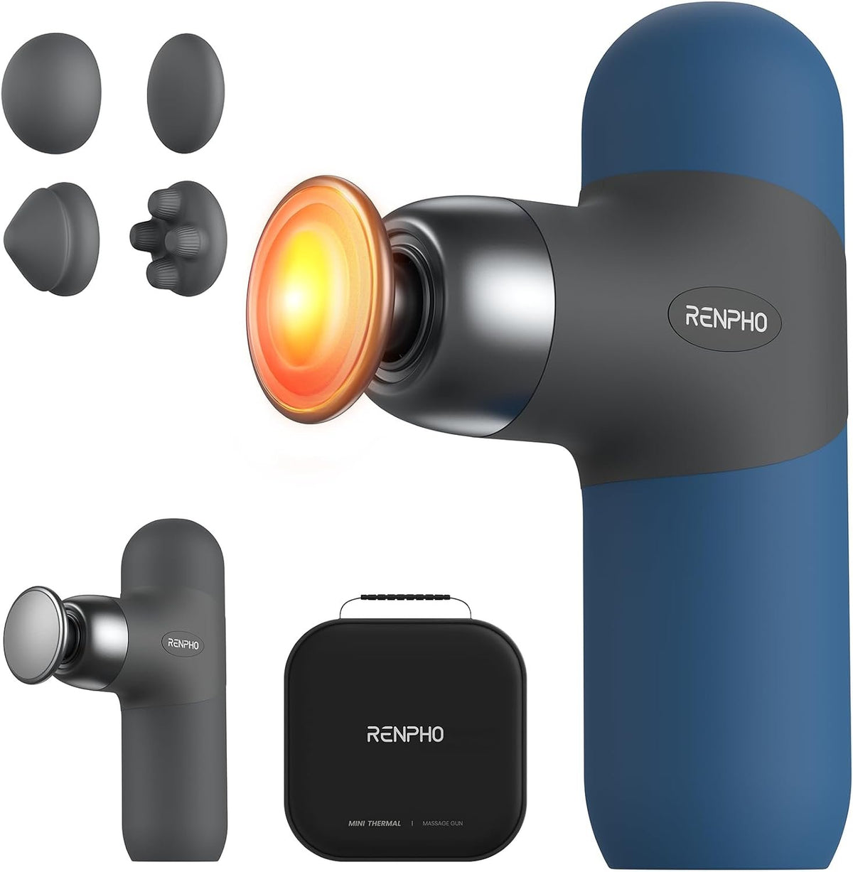 RENPHO Mini Thermal Massage Gun with Heat, Color Silicone Casing, 4 Speeds