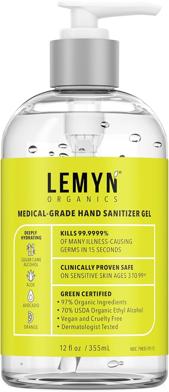 Lemyn Organics Orange Aloe Moisturizing Hand Sanitizer Gel 12oz Pump