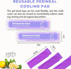 Reusable Postpartum Perineal Ice Packs, Cold Packs for Hemorrhoid Pain Recovery, 2 Gel Pads + 3 Sleeves (Purple)