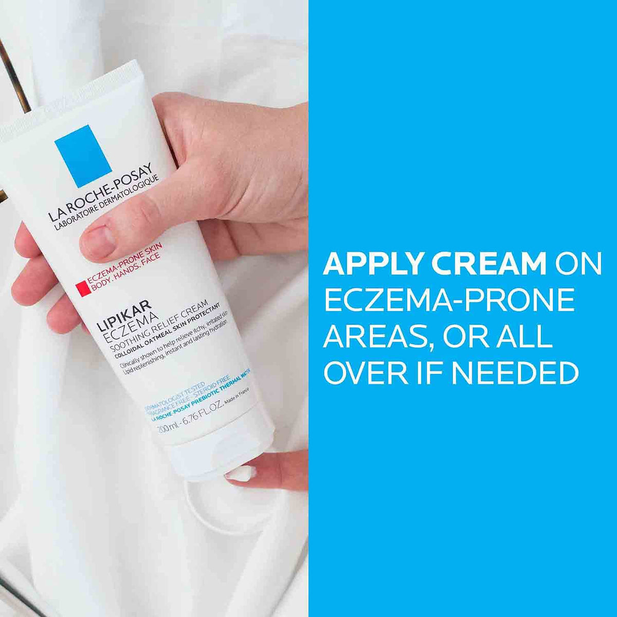La Roche-Posay Lipikar Soothing Relief Eczema Cream, Sensitive Skin 6.8oz | Face & body lotion for eczema, dry, sensitive skin with colloidal oatmeal. Soothes and relieves irritation.