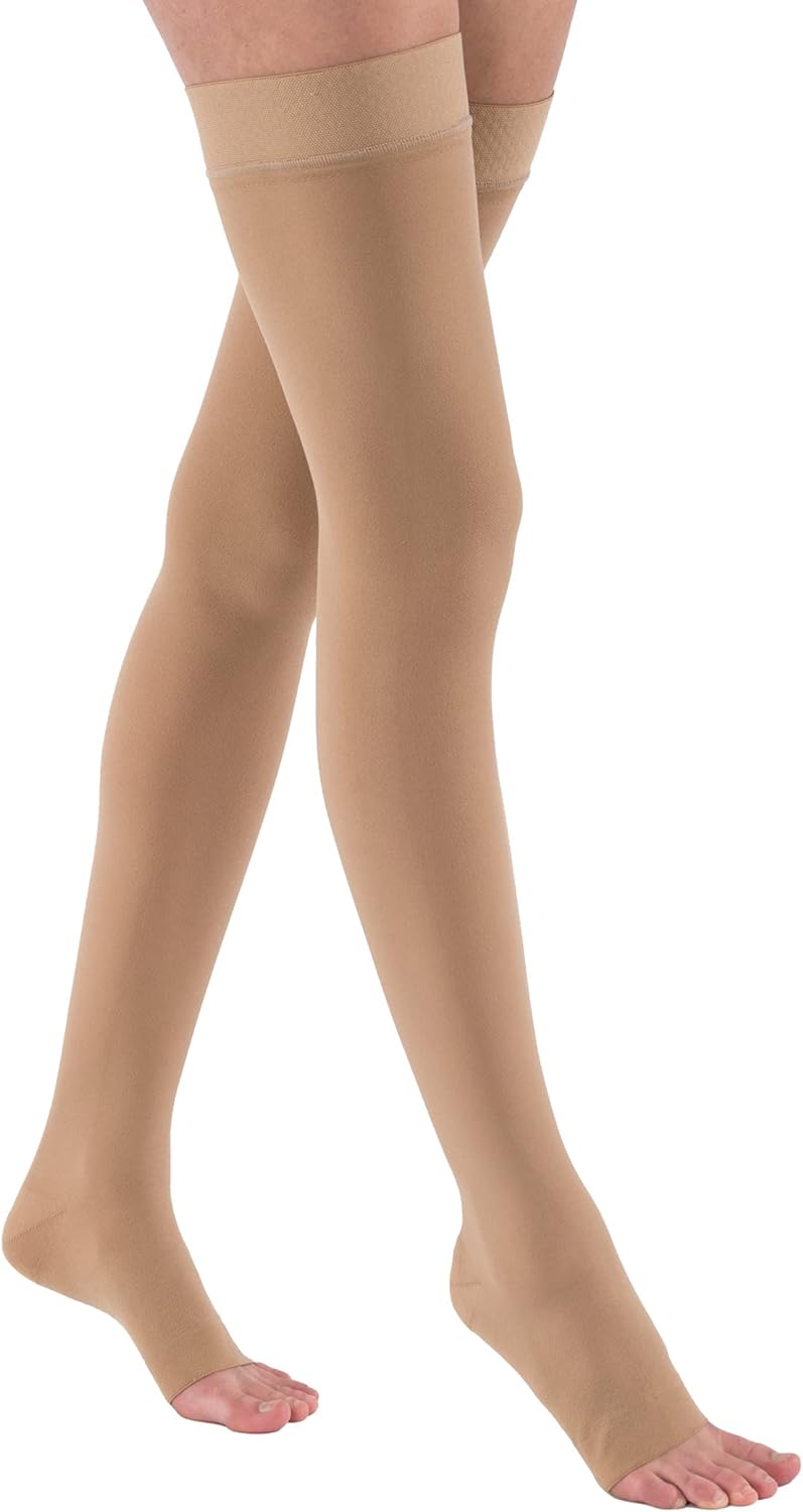 JOBST Relief 20-30 mmHg Thigh High Compression Stockings with Silicone Band, Open Toe