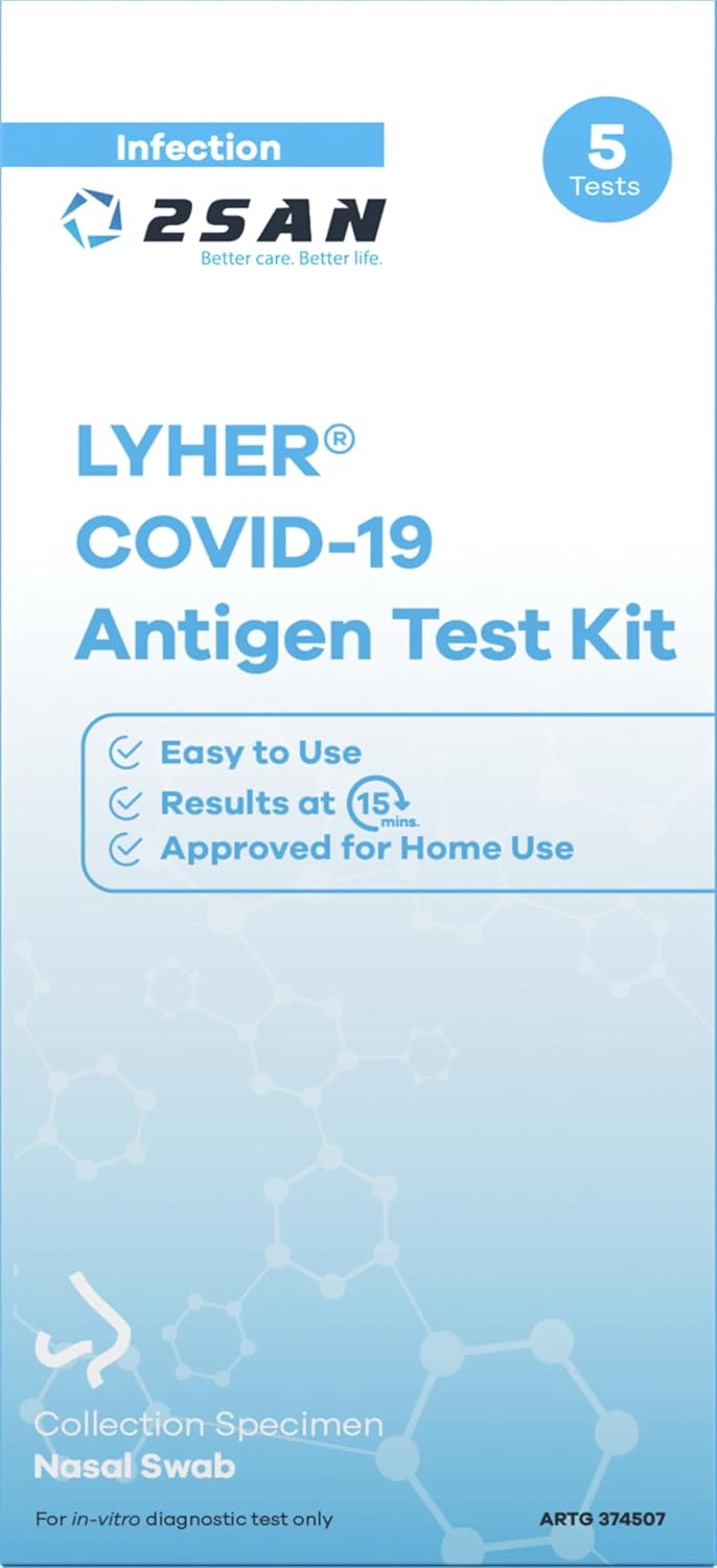 2San COVID-19 Antigen Rapid Test Kit, 15-Minute At-Home Nasal Swab Self-Test, Fast and Reliable COVID-19 Detection, 5 Pack