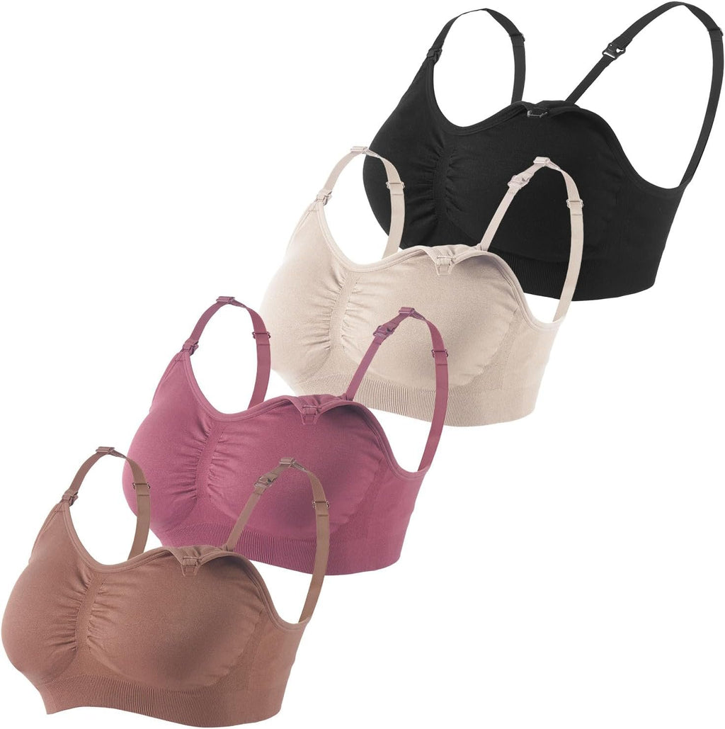 Under Control Nursing Bra 4-Pack - Wireless Maternity & Sleep Bra with Removable Pads - Comfortable Breastfeeding Bra (S-2XL)