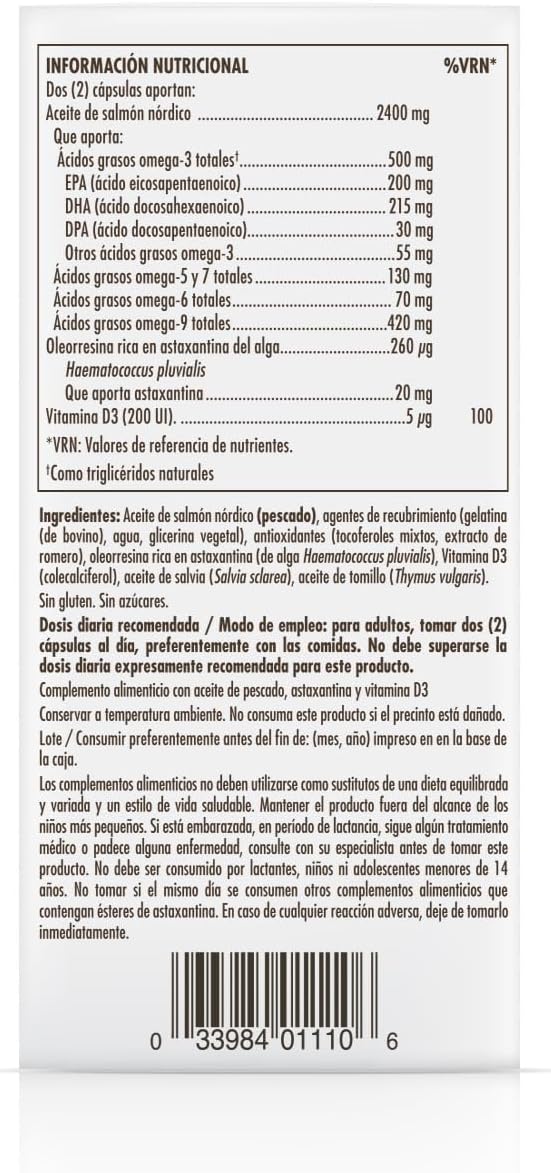 SOLGAR - Full Spectrum Omega - Wild Alaskan Salmon Oil - Omega 3, 5, 6, 7, 9, Vitamin D3 and Astaxanthin - Cardiac, Brain, Visual and Immune Support - 120 Softgels