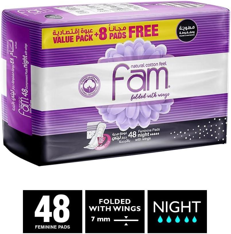 Sanitary Pads With Wings Overnight 48 pads