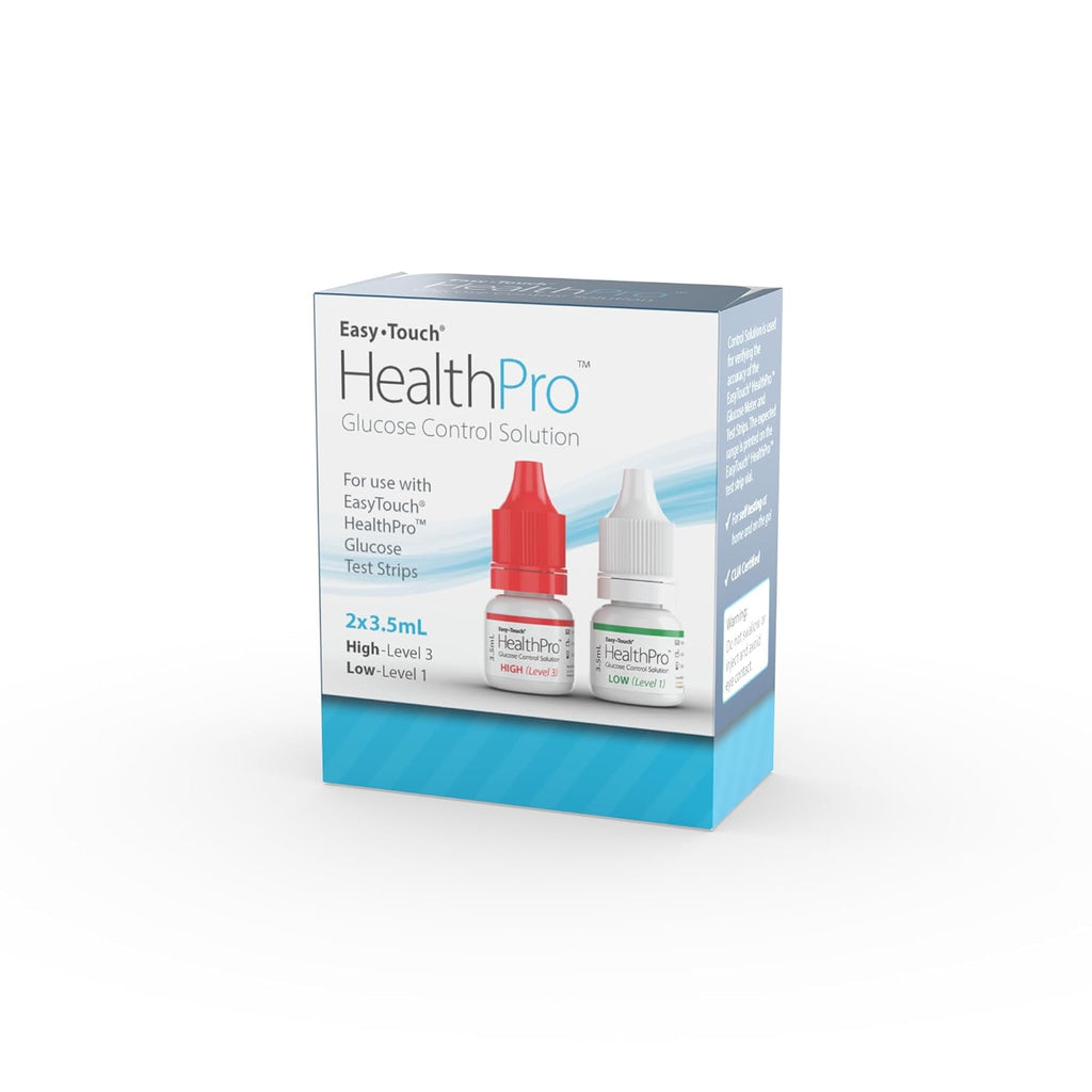 HealthPro Glucose Control Solution (High & Low Vials) | Compatible with HealthPro Glucose Monitoring System, 3.5 mL Each