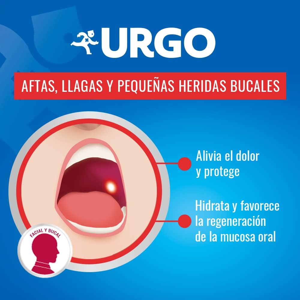 Urgo - Thrush Spray - Treatment for thrush, sores and small mouth wounds with Hyaluronic Acid, Relief and healing of mouth sores - Spray 15ml