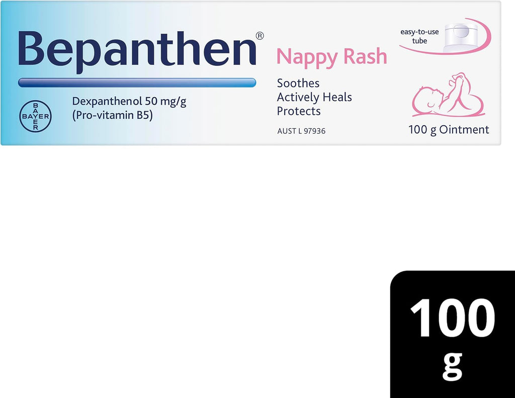 Bepanthen Nappy Rash Ointment Has a Unique Dual Action to Help Treat and Prevent Nappy Rash, Soothing and Hydrating Baby Skin Ointment, 100 g
