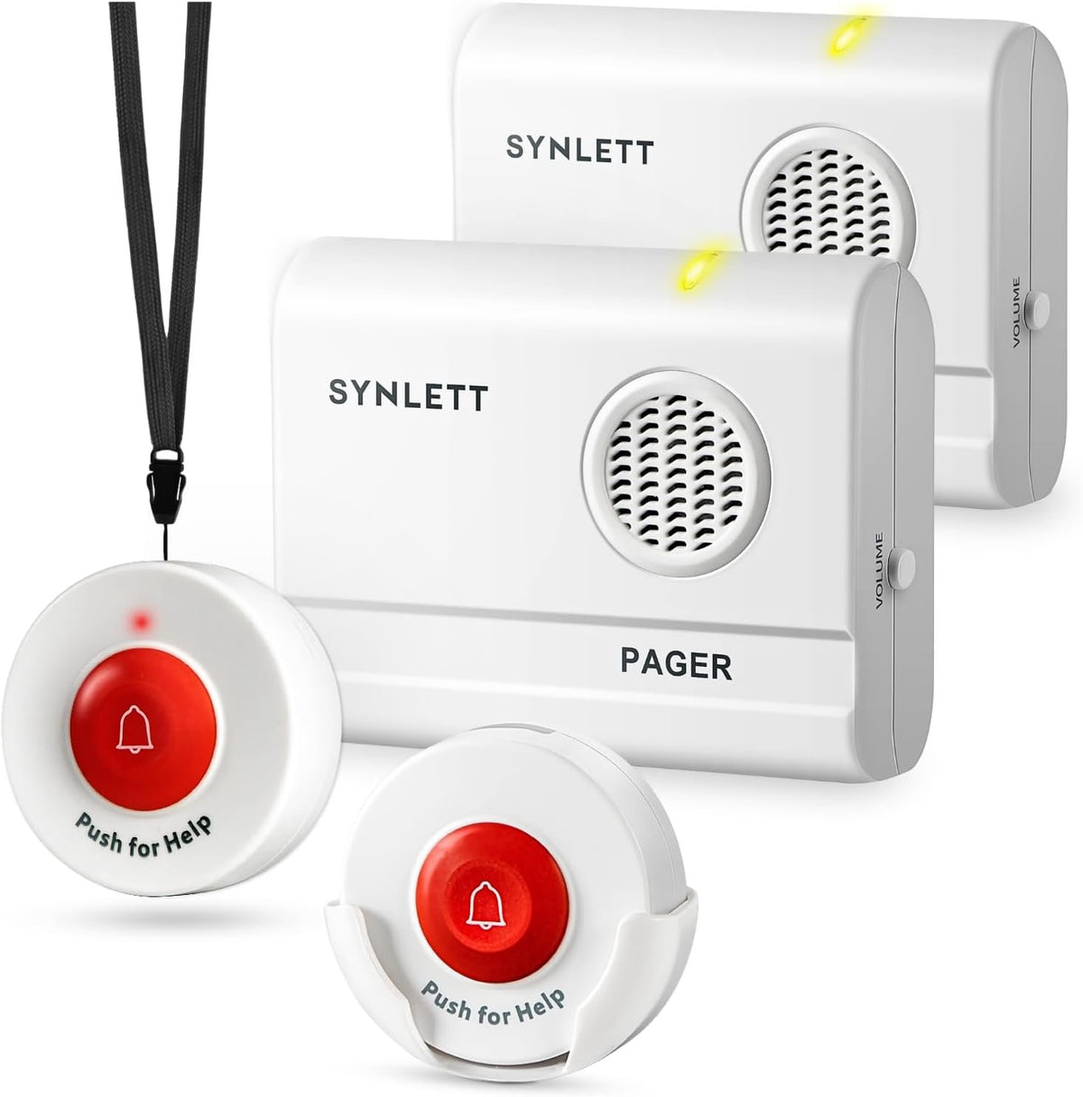 Caregiver Pager with 2 Call Buttons and 2 Pagers for Home Care