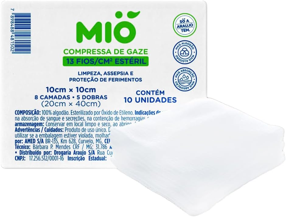 Compressas Gauze and Wound Dressings Sterile 10cm 10 pieces