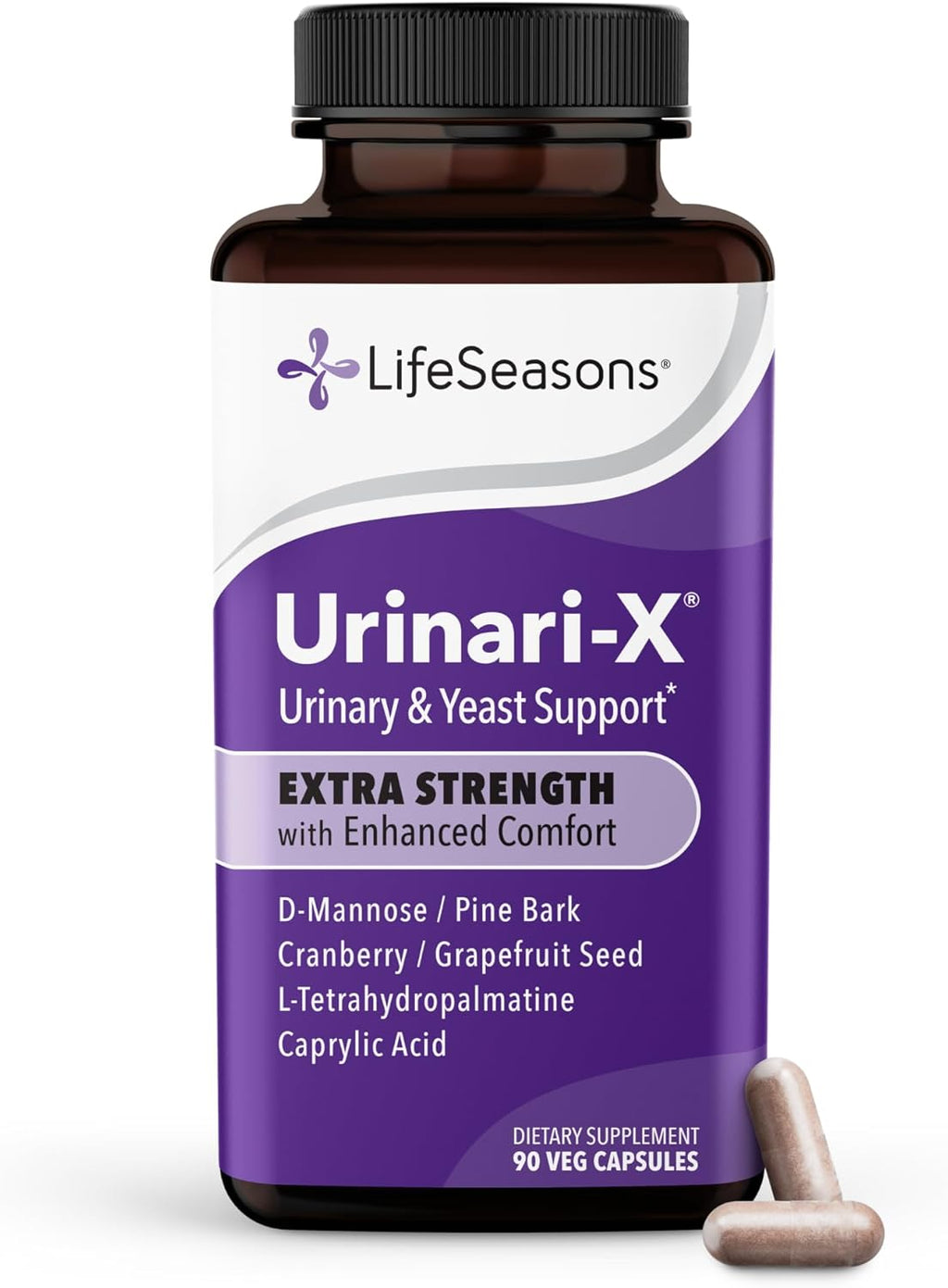 Urinari-X Extra Strength with Enhanced Comfort - Urinary Tract Support - Fast UTI Relief - Vitamin Supplement for Bladder Function - D-Mannose, Cranberry, Pinebark, Uva Ursi & Grapefruit - 90 Capsules