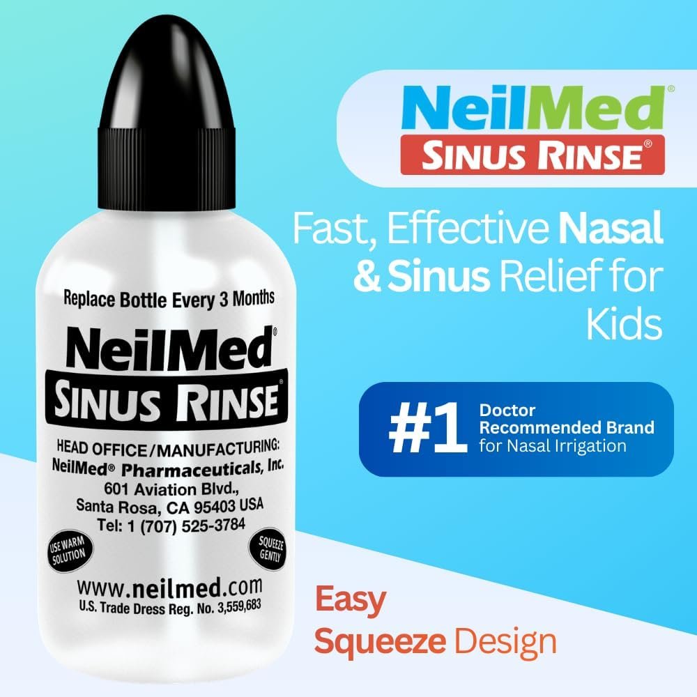 Neilmed's Sinus Rinse, Pediatric, Complete Saline Nasal Rinse Kit 60 Premixed Packets
