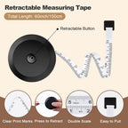 Upgraded Soft Tape Measure, Measuring Tape for Body Measurements, Retractable Measuring Tape, Flexible Measuring Tape for Body, Sewing, Fabric, Tailor, Mini Tape Measure, 2 Pcs