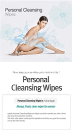 Epielle Personal Cleansing Wipes | Natural Ingredients | Flushable Wet Wipes | Travel Size, Daily Use | 2 Pack | Korean Skincare