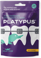 Platypus Orthodontic Flossers for Braces, 40 Count (Pack of 1) | Suitable for Adults & Kids; Fits Under Arch Wire, Non-Damaging & Encourages Flossing; Floss Teeth in Under Two Minutes