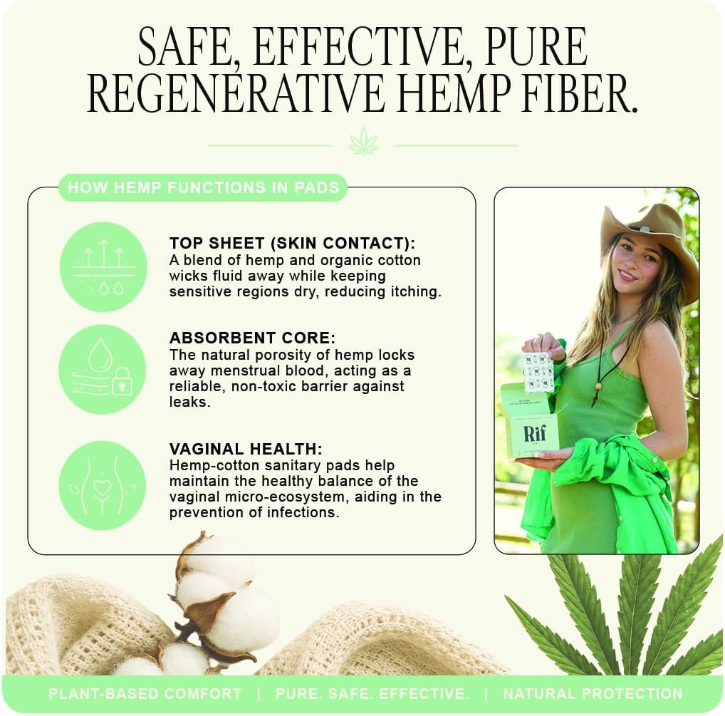 Organic Menstrual Pads with Wings Hemp Fiber | Regular 14 Count