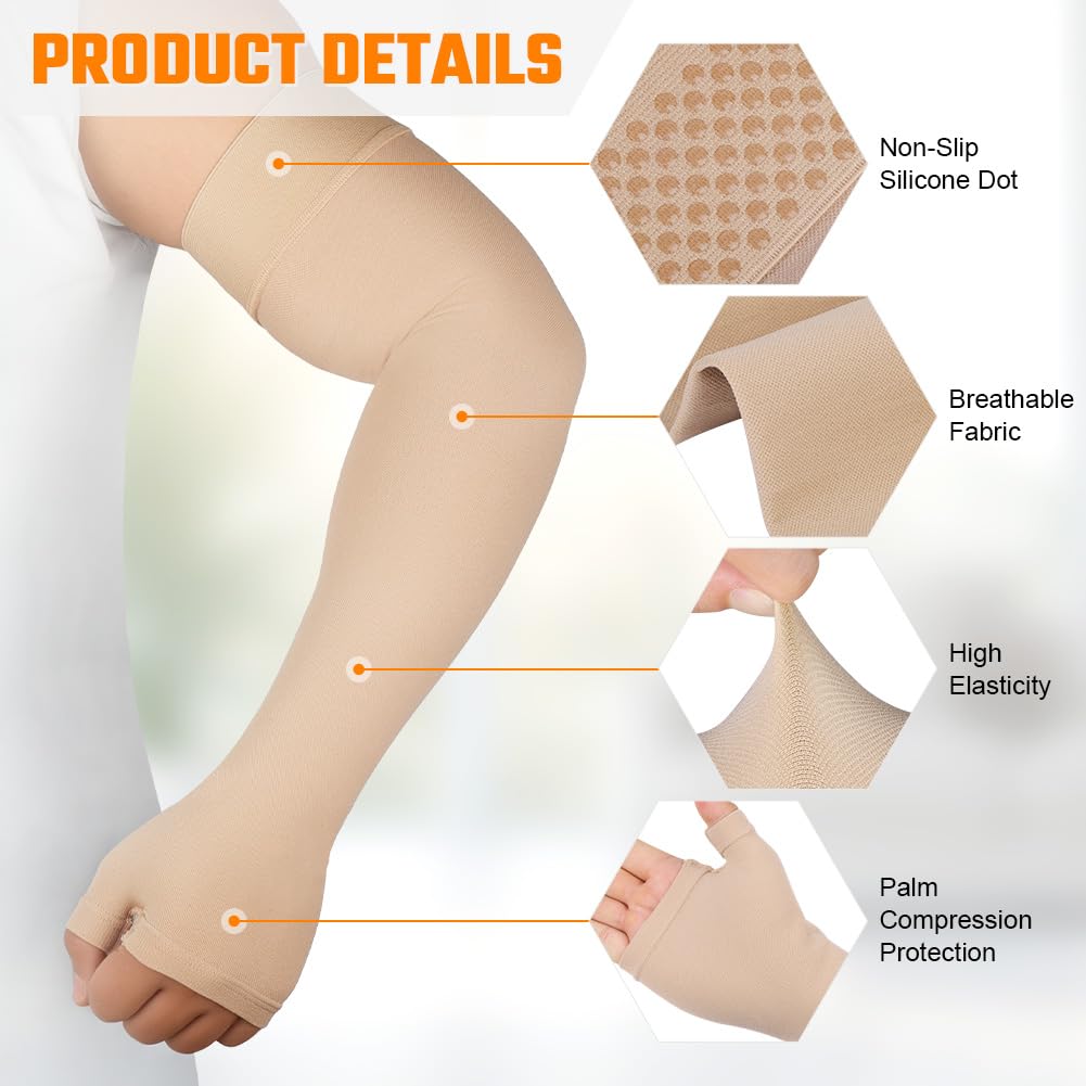 Flintronic Medical Compression Sleeves for Men & Women, Slings & Arm Support, Lymphedema Compression Sleeve 20-30mmHg, for Arm Injuries, Sports (Skin L)