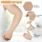 Flintronic Medical Compression Sleeves for Men & Women, Slings & Arm Support, Lymphedema Compression Sleeve 20-30mmHg, for Arm Injuries, Sports (Skin L)