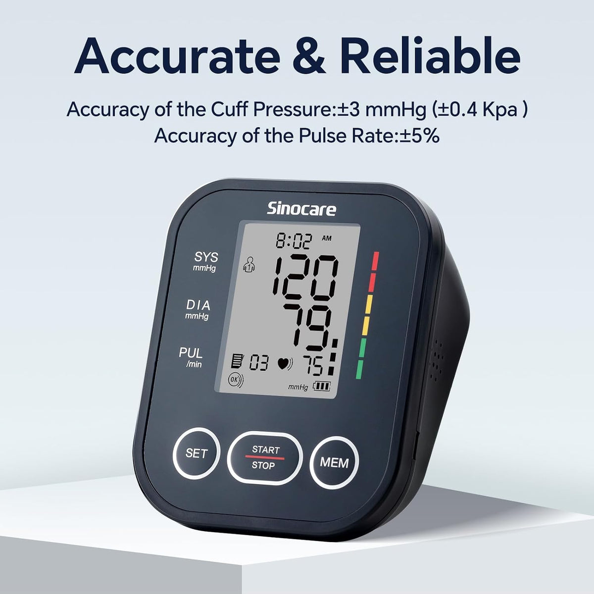 Sinocare Blood Pressure Monitor, Upper Arm Blood Pressure Monitors for Home Use, Adjustable Arm Cuff 8.6"-16.5", One-Button Operation, Dual User, Accurate & Practical (Black)