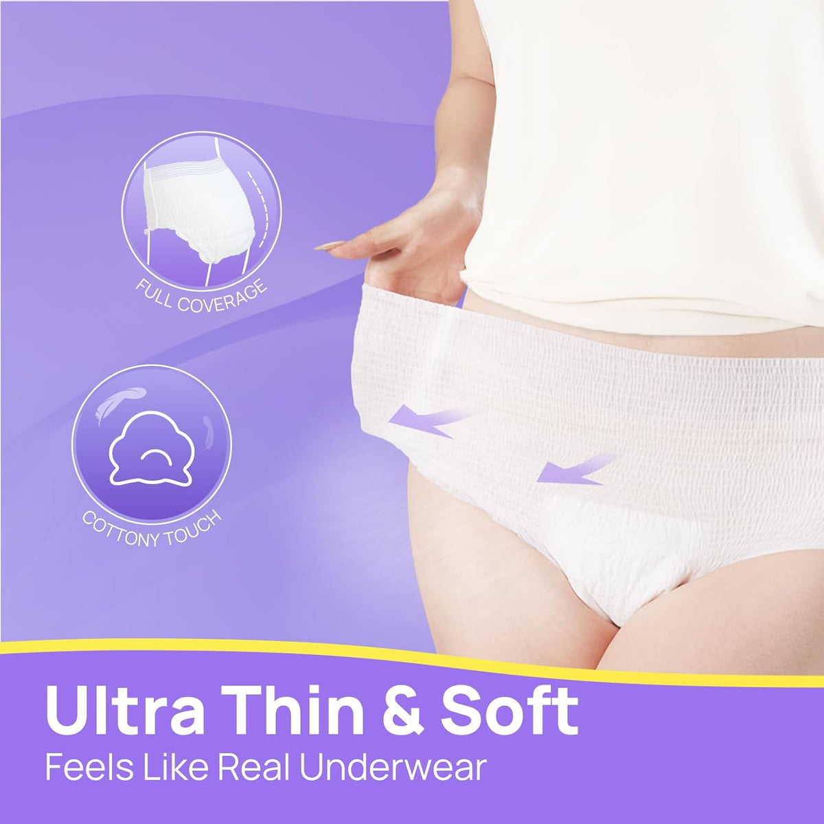 SUNKISS Ultra Thin & Soft Incontinence Underwear for Women, Disposable Adult Pull Ups, Super Soft & Maximum Absorbency, Large/XLarge, 20 Count