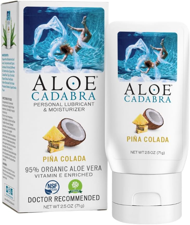 Aloe Cadabra Flavored Personal Lube for Oral Sex, Best Organic Edible Lubricant for Men, Women and Couples, Pina Colada, 2.5 Ounce