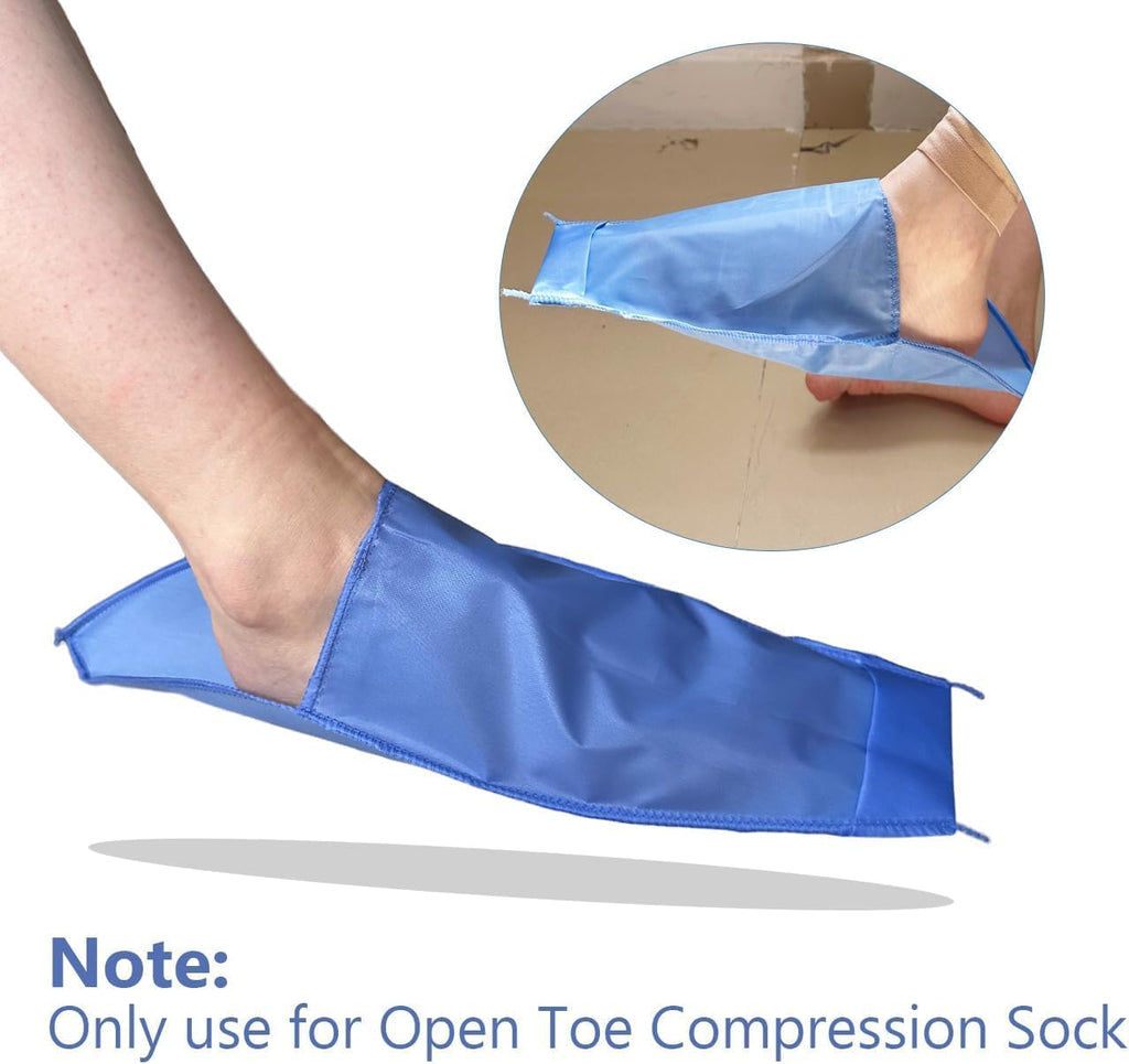 Open Toe Compression Sock Aid for Easy Slide - Slip Stocking Applicator to Help Assist Put On for Elderly, Disabled, Pregnant, 2 Pcs (Blue)