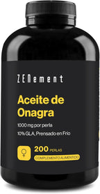 Evening Primrose Oil 1000 mg, 10% GLA, Cold Pressed, with Natural Vitamin E - Natural Source of Omega 6, Female Support and Daily Balance, 200 Softgels - Zenement