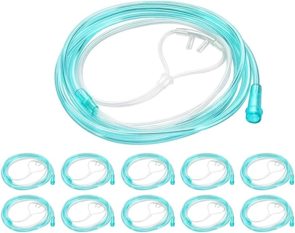 10-Pack 7Ft Soft High-Flow Nasal Oxygen Cannula, Green Tubing，Ultra Soft | High-Flow, Ultra Soft, Green Tubing, Individual Packing