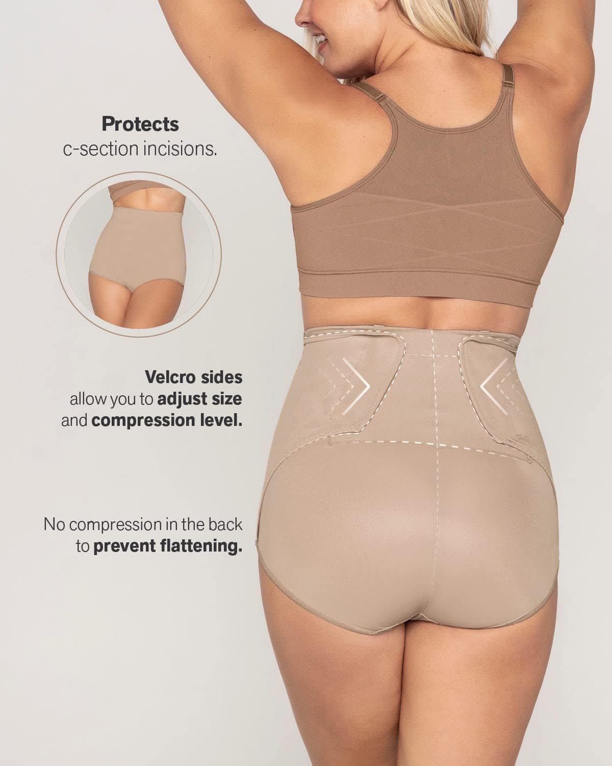 Leonisa BellyFlex Total High-Waist Post-Surgical Compression Underwear, Adjustable Belly Wrap, Tummy Control Shapewear Girdle