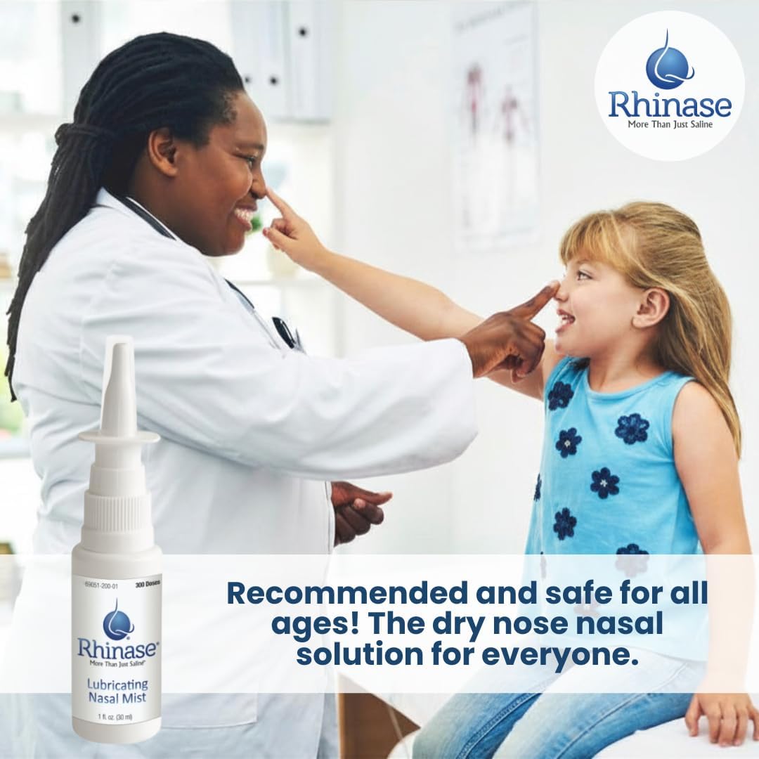 Rhinase Allergy Relief Saline Nasal Spray – Steroid Free, Dual Wetting Agent & Salt Formulation, 300 Sprays for Dry Nose, Allergy, nosebleeds from Nasal Dryness