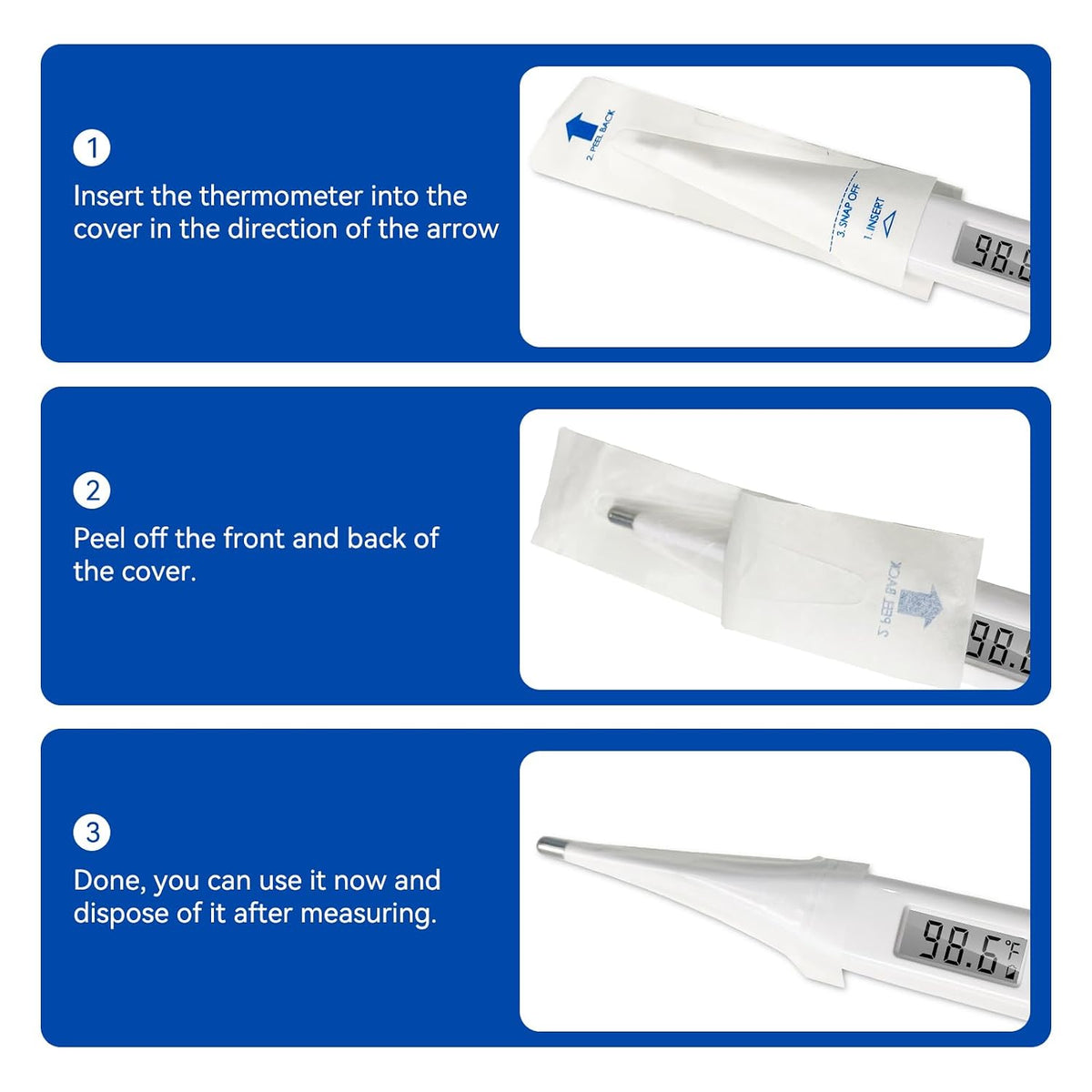 Berrcom Disposable Digital Thermometers Probe Covers Set of 100 Oral Rectal Thermometer Probe Cover Universal Thermometers Sleeves for Adult and Kids