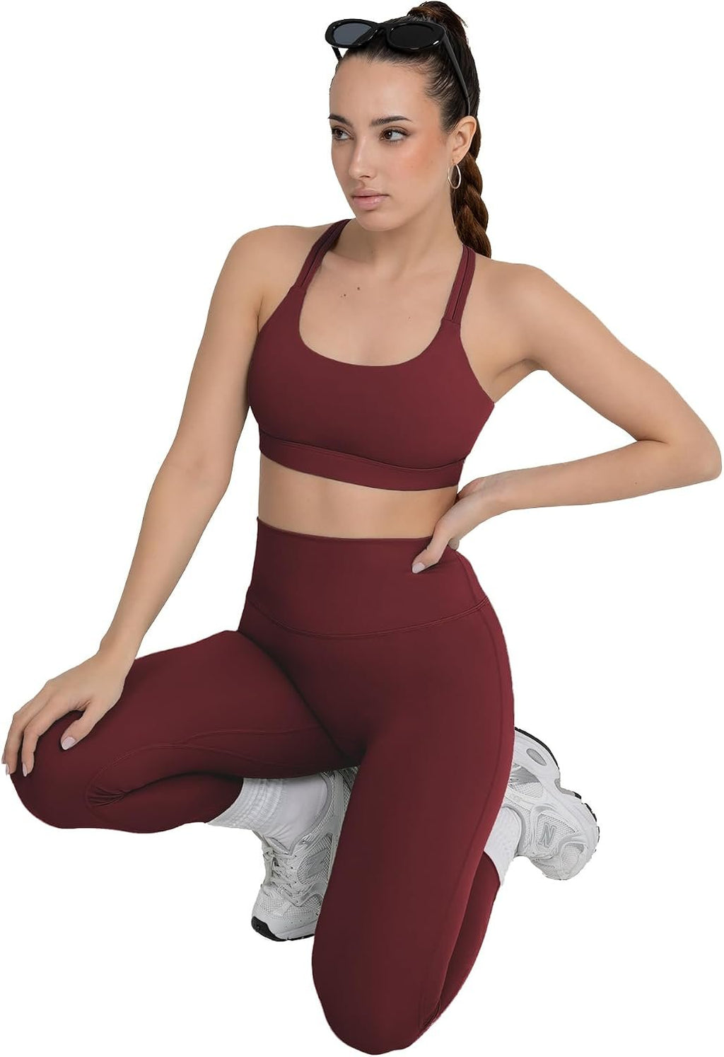 YITTY Active Women's Ultraluxe Strappy Medium Impact Bra, Athleisure, 4-Way-Stretch