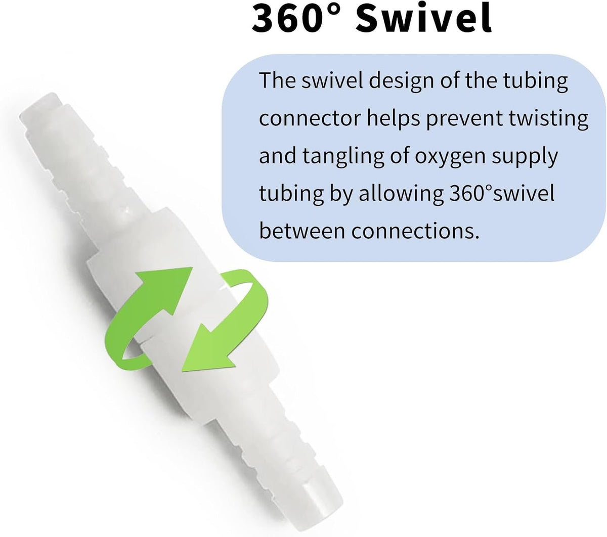 Oxygen Tubing Swivel Connectors 10-Pack, Seamless Swivel Connections for Cannula or Tube, 360-Degree Rotation, Standard Size - Male/Female