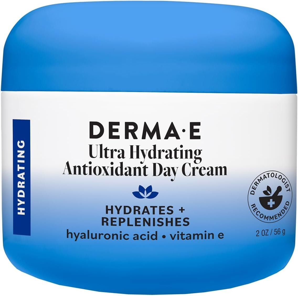 Derma E Ultra Hydrating Antioxidant Day Cream – Face Moisturizer with Hyaluronic Acid, Squalane, and Ceramides to Smooth and Nourish, Hydrating Face Moisturizer for Sensitive Skin, 2 Fl Oz