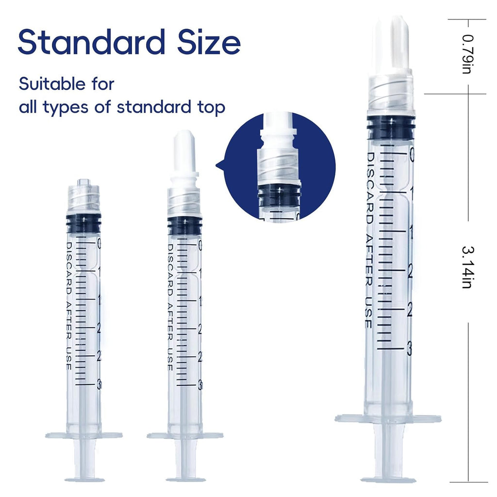 3mL Luer Lock Syringe (No Needle) - Sterile, Individually Wrapped - Pack of 30, Accurate Liquid Measurement, Leak-Proof Design