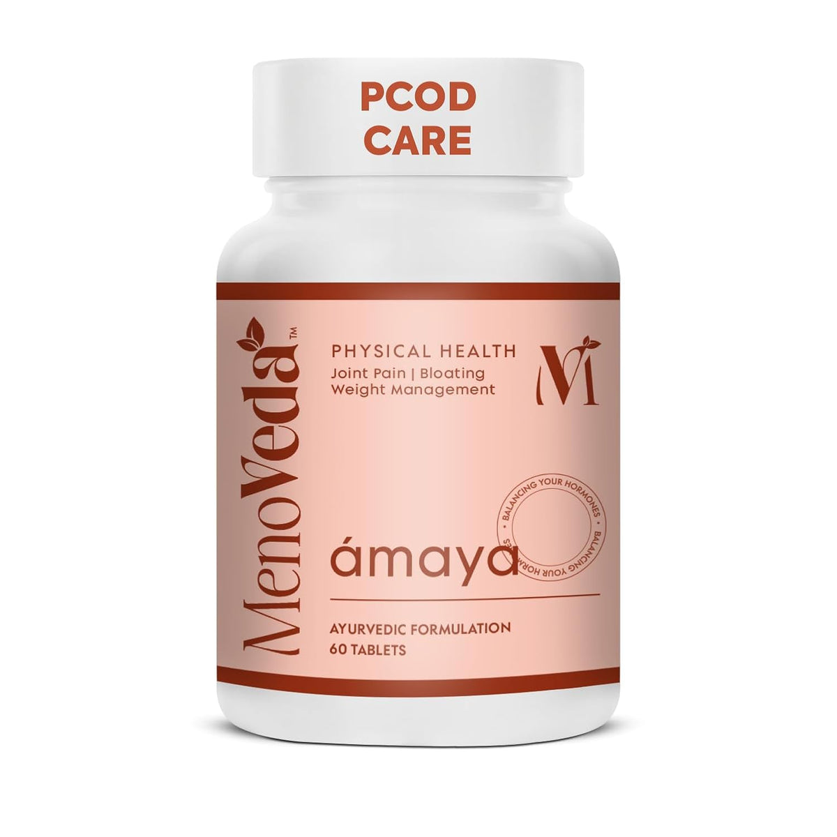 Menoveda Ámaya Ayurvedic PCOD Care Supplement for Women with 13 Herbs | Supports Hormonal Balance, Joint & Physical Health | With Haldi, Shatavari, Ashwagandha, Moringa, and Guggulu | 60 Tablets