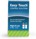 Easy Touch Control Solution Glucose Monitor Kit, Hi & Low, 2 Vials, 4 ml Each | Compatible with EasyTouch Glucose Monitoring System, 4 mL Each