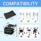 Ytonet Walker Basket with Tray, Detachable Walker Tray for Folding Walkers | Large Capacity Storage Baskets with Phone and Crutch Holder Water-Resistant Non-slip Walkers Accessories for Seniors Black