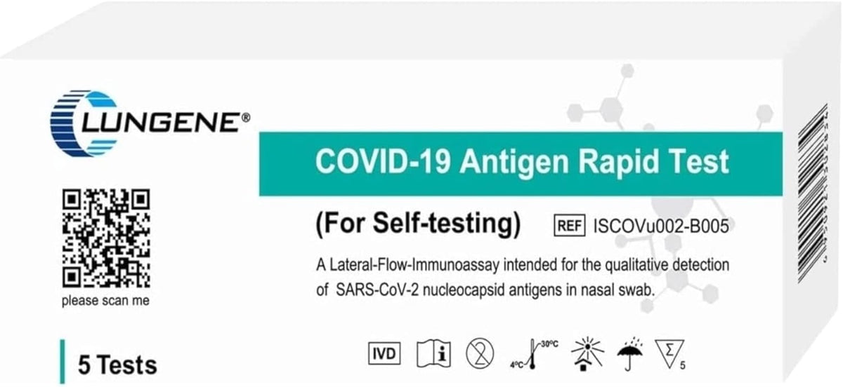 Clungene Nasal Swab Rapid Antigen Test (RAT) COVID-19 5 pack ARTG ID:333341