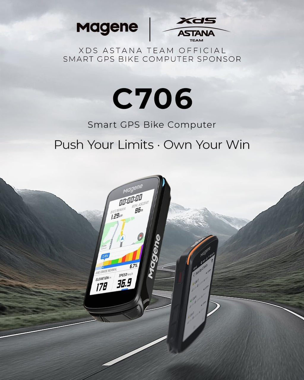 Magene C706 Smart GPS Bike Computer – 3.3" Color Touchscreen with Map Navigation, Voice Guidance, Freeride ClimbPro, Live Segments, Dual-Band GNSS Cycling Computer
