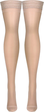 Truform Sheer Compression Stockings, 15-20 mmHg, Women's Thigh High Length, 20 Denier, Nude, Large