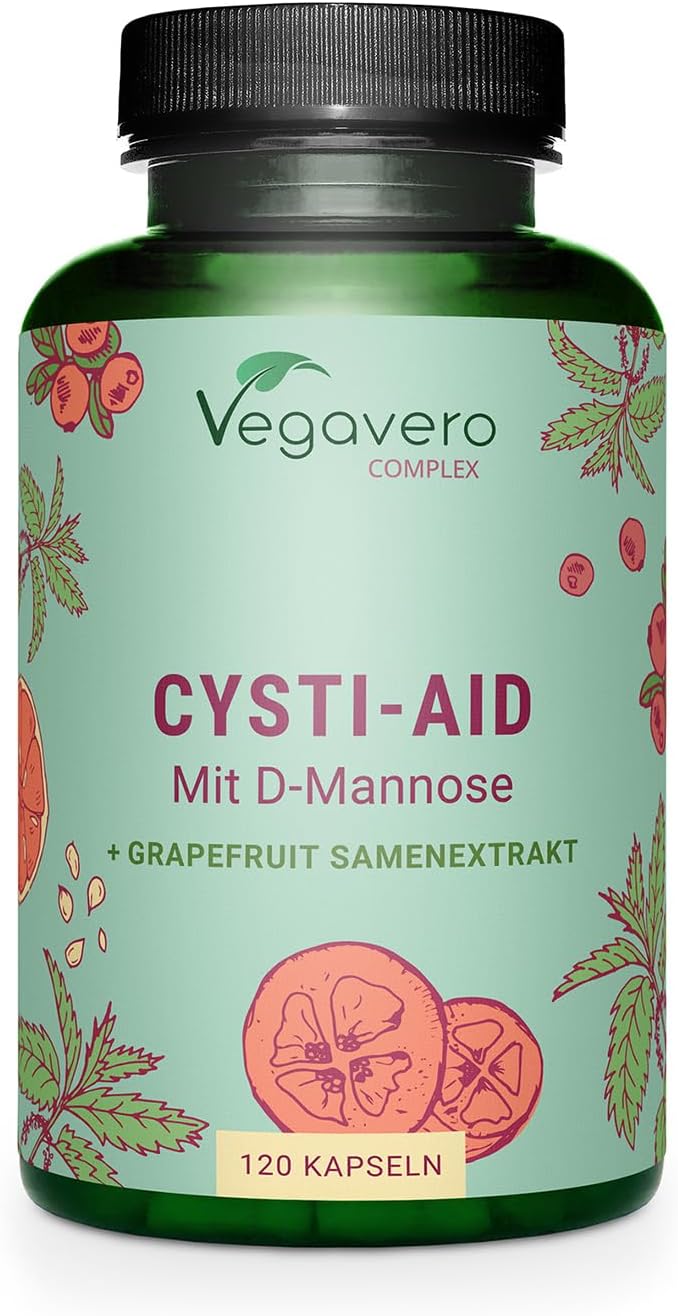Cystitis Relief Vegavero® | 100% Natural UTI Support | NO Additives, Lab-Tested | with D-Mannose, Grapefruit Seed, Cranberry, Stinging Nettle, and Bearberry Extracts | 120 Capsules | Vegan