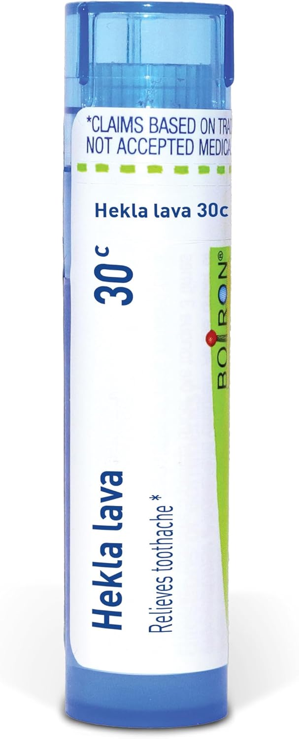 Boiron Hekla Lava 30C Homeopathic Medicine for Toothache - 80 Pellets | Single-medicine homeopathic pellets for Toothache. Size: 80 Pellets.