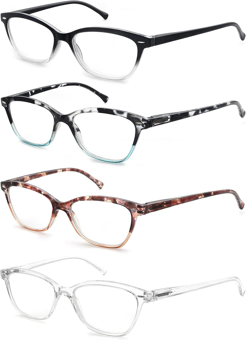 Reading Glasses Women Ladies Readers +5.00 Stylish Women's Magnifying Cheaters Glasses 4 Pack Lightweight Comfortable Fit