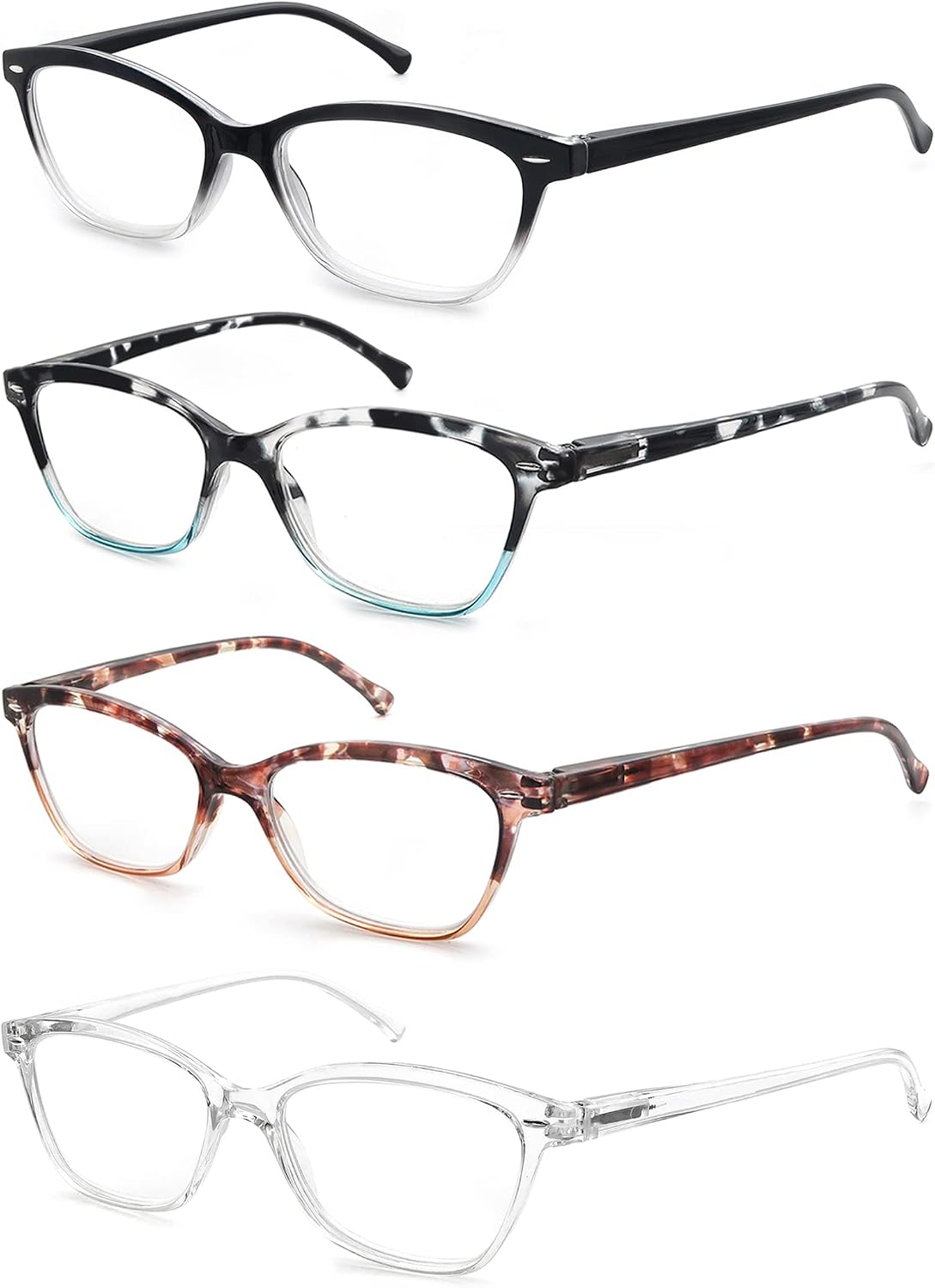 Reading Glasses Women Ladies Readers +5.00 Stylish Women's Magnifying Cheaters Glasses 4 Pack Lightweight Comfortable Fit