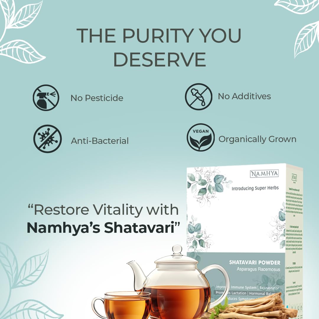Namhya Shatavari Powder | Herbal Supplement for Women’s Health & Hormonal Balance | Supports Energy, Vitality & Lactation | Pure Organic Shatavari, 100% Natural, No Preservatives | 200gram (2 x 100g)