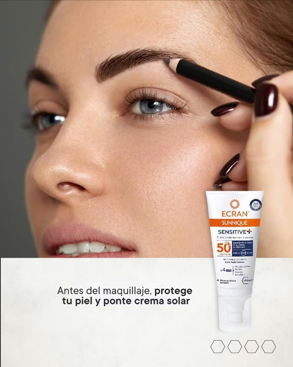 Ecran Sunnique Sensitive - Facial Protective Fluid for Face and Decolletage SPF 50 | Formula with Panthenol, Waterproof, Fragrance and Alcohol Free for Sensitive Skin | 50 ml