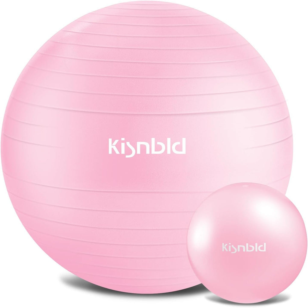 kisnbld Exercise Ball, Extra Thick Yoga Ball for Workout Pregnancy Stability, 4 Sizes Anti-Burst Balance Ball with Foot Pump - Heavy Duty Fitness Ball Chair for Office, Home & Gym